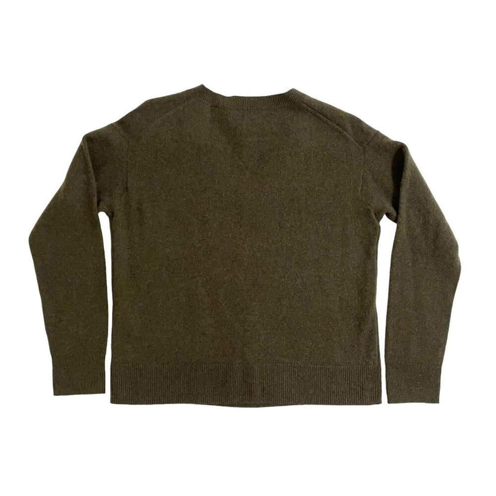 Nordstrom Signature V Neck Green Cashmere Sweater SZ S New - Picture 9 of 10